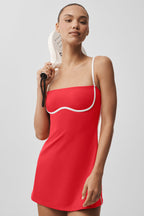 Alo Yoga Airbrush Streamlined Dress  -  Bright Red/White