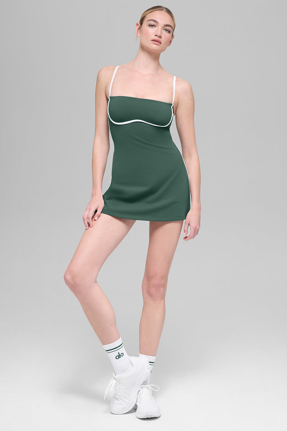 Alo Yoga Airbrush Streamlined Dress  -  Clover Green/White