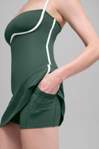Alo Yoga Airbrush Streamlined Dress  -  Clover Green/White