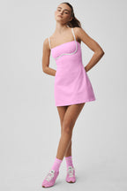 Alo Yoga Airbrush Streamlined Dress  -  Candy Heart Pink/White