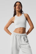 Alo Yoga Seamless Delight High Neck Bra  -  White Heather