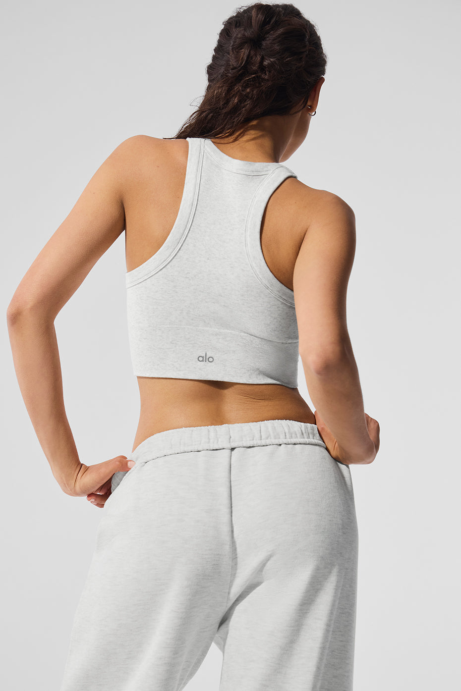 Alo Yoga Seamless Delight High Neck Bra  -  White Heather