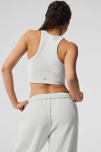 Alo Yoga Seamless Delight High Neck Bra  -  White Heather