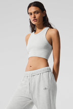 Alo Yoga Seamless Delight High Neck Bra  -  White Heather