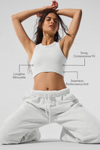 Alo Yoga Seamless Delight High Neck Bra  -  White Heather