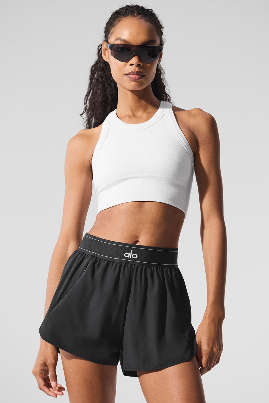 Alo Yoga Seamless Delight High Neck Bra  -  White