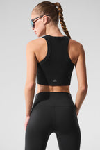 Alo Yoga Seamless Delight High Neck Bra  -  Black