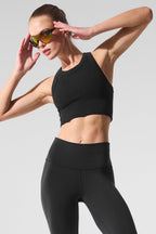 Alo Yoga Seamless Delight High Neck Bra  -  Black