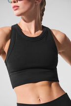 Alo Yoga Seamless Delight High Neck Bra  -  Black