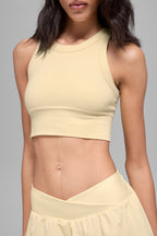 Alo Yoga Seamless Delight High Neck Bra  -  Candlelight Yellow