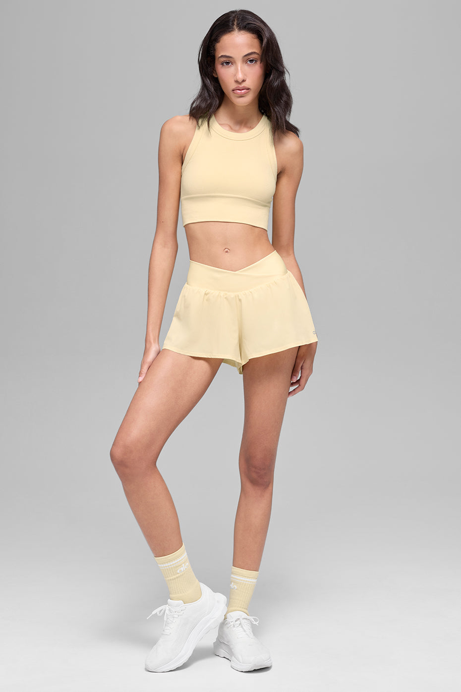 Alo Yoga Seamless Delight High Neck Bra  -  Candlelight Yellow
