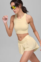 Alo Yoga Seamless Delight High Neck Bra  -  Candlelight Yellow