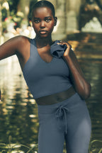 Alo Yoga Airbrush Real Bra Tank  -  Bluestone