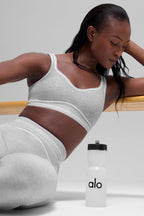 Alo Yoga Alosoft Heart Throb Bra  -  Athletic Heather Grey/White