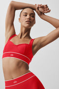 Alo Yoga Airlift Alignment Bra  -  Bright Red/White