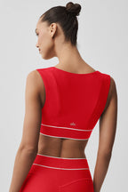 Alo Yoga Airlift Alignment Bra  -  Bright Red/White