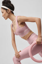 Alo Yoga Airlift Alignment Bra  -  Vintage Pink/White