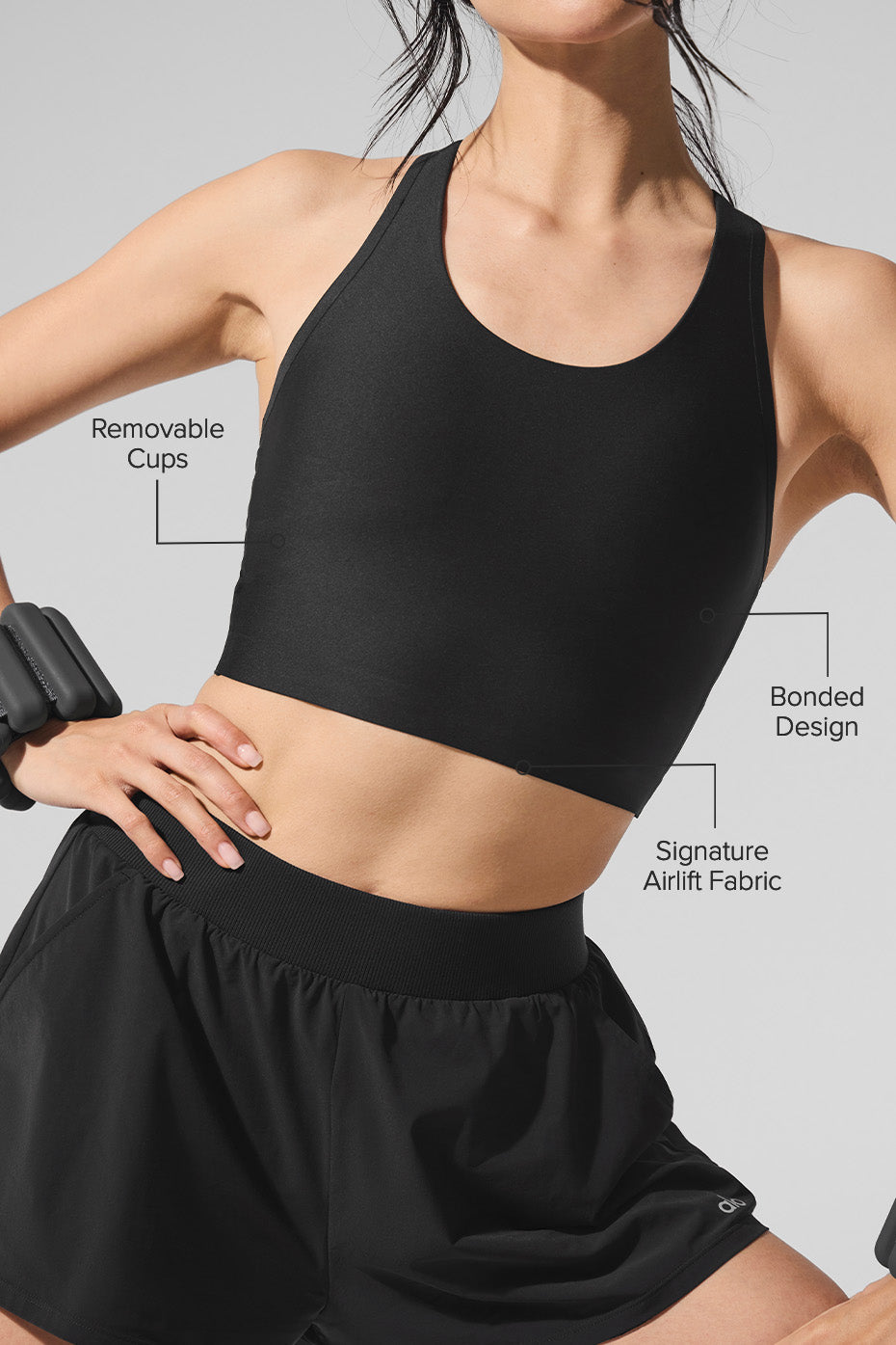 Alo Yoga Airlift Super Sleek Bra Tank  -  Black