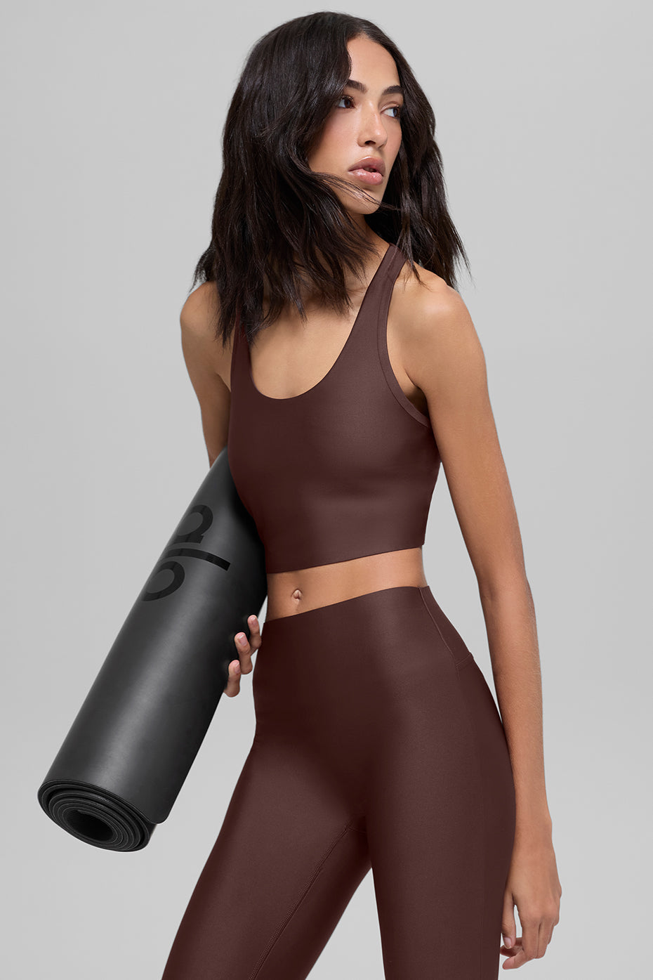 Alo Yoga Airlift Super Sleek Bra Tank  -  Brownstone