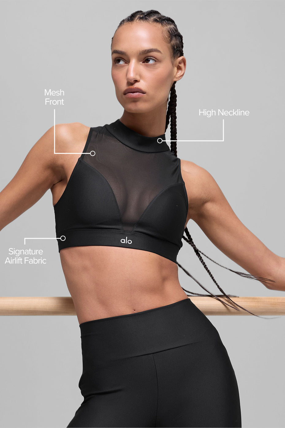 Alo Yoga Airlift Mesh Infatuation Bra  -  Black