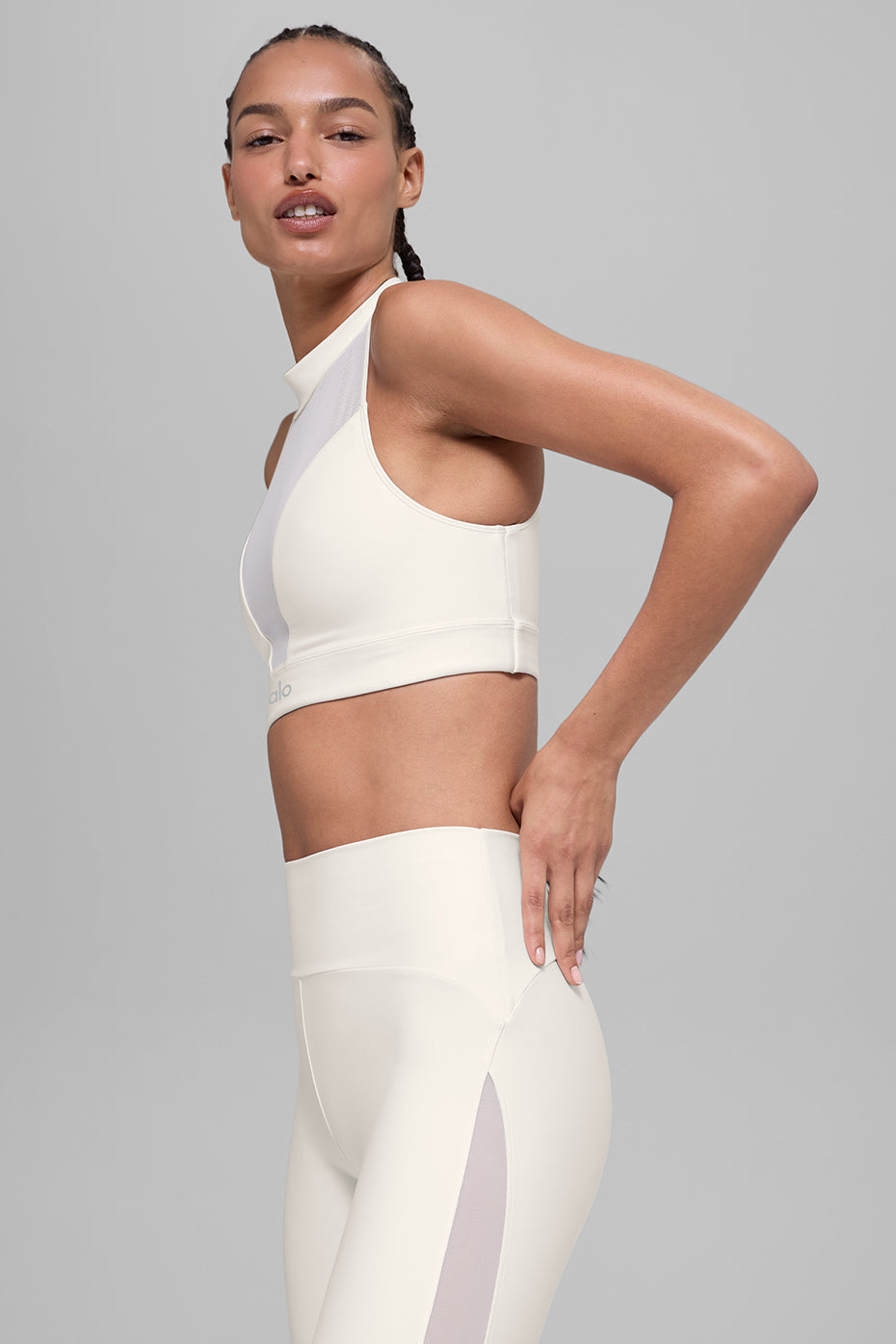 Alo Yoga Airlift Mesh Infatuation Bra  -  Ivory