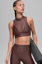 Alo Yoga Airlift Mesh Infatuation Bra  -  Brownstone