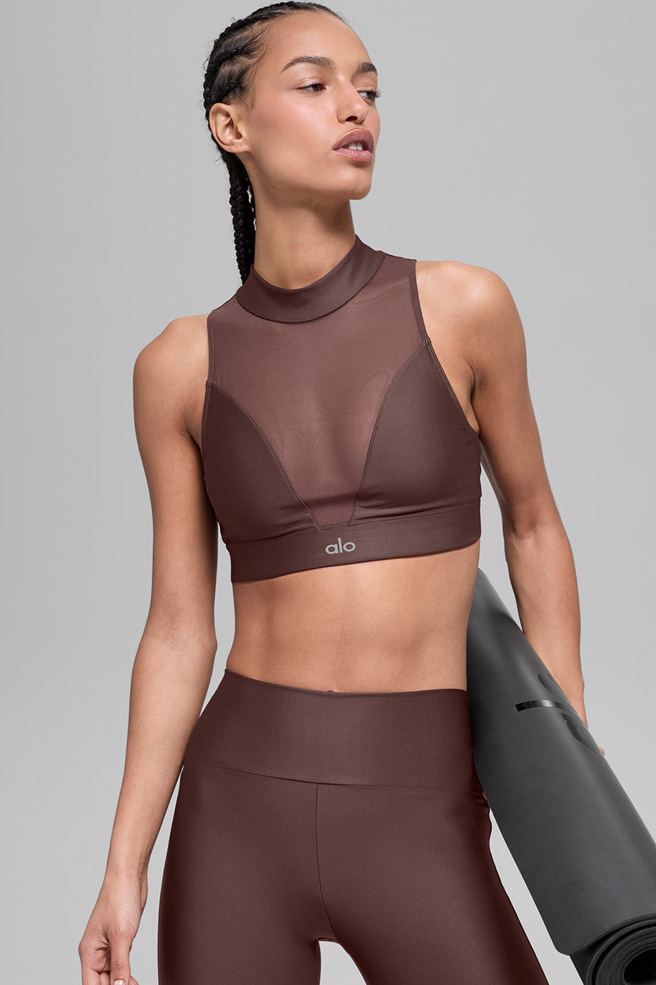 Alo Yoga Airlift Mesh Infatuation Bra  -  Brownstone
