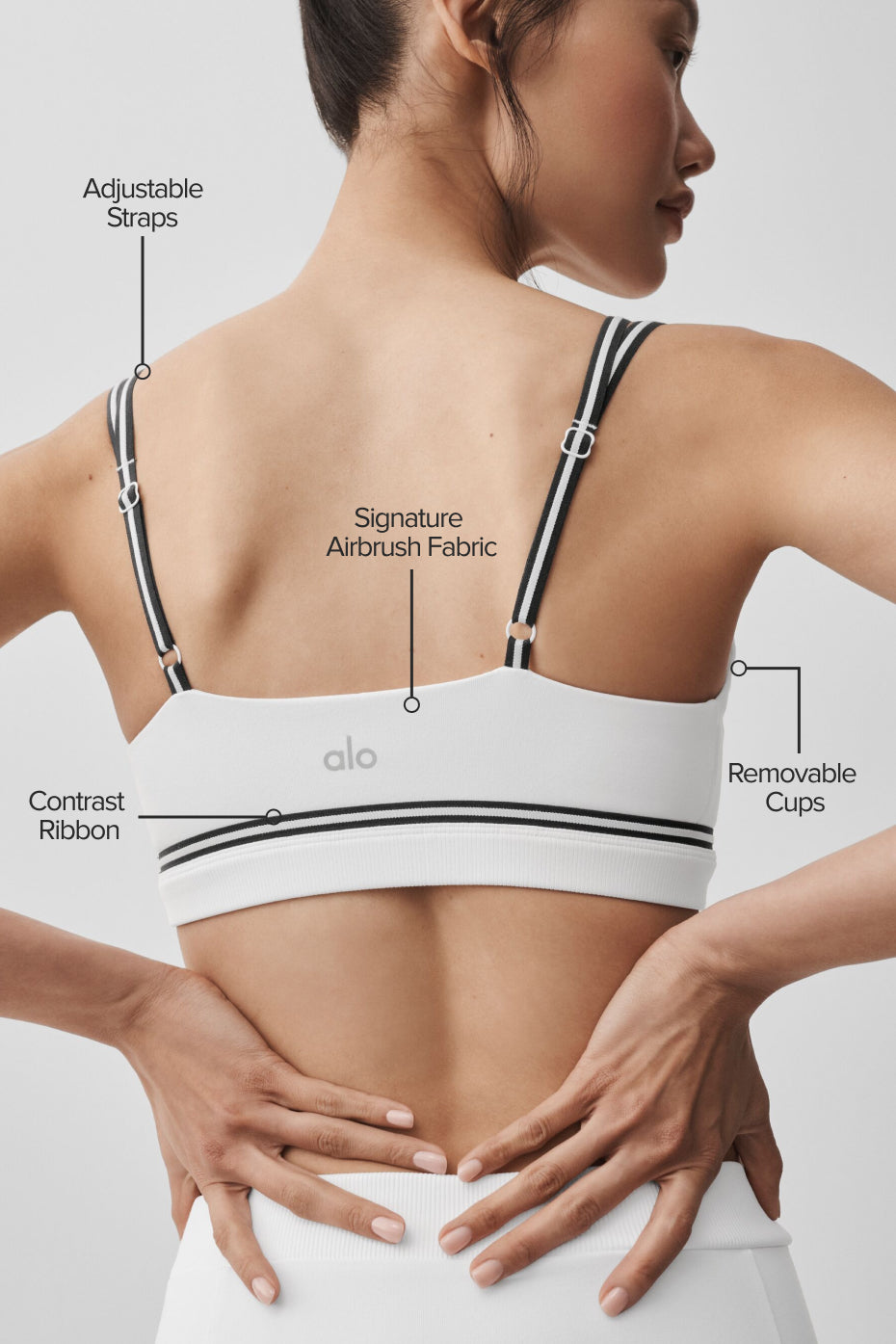 Alo Yoga Airbrush Fast Track Bra  -  White/Black