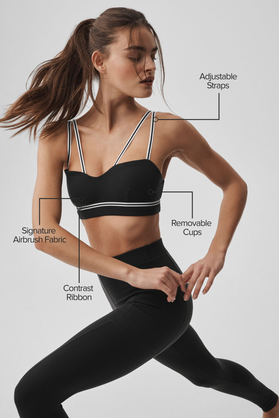 Alo Yoga Airbrush Fast Track Bra  -  Black/White