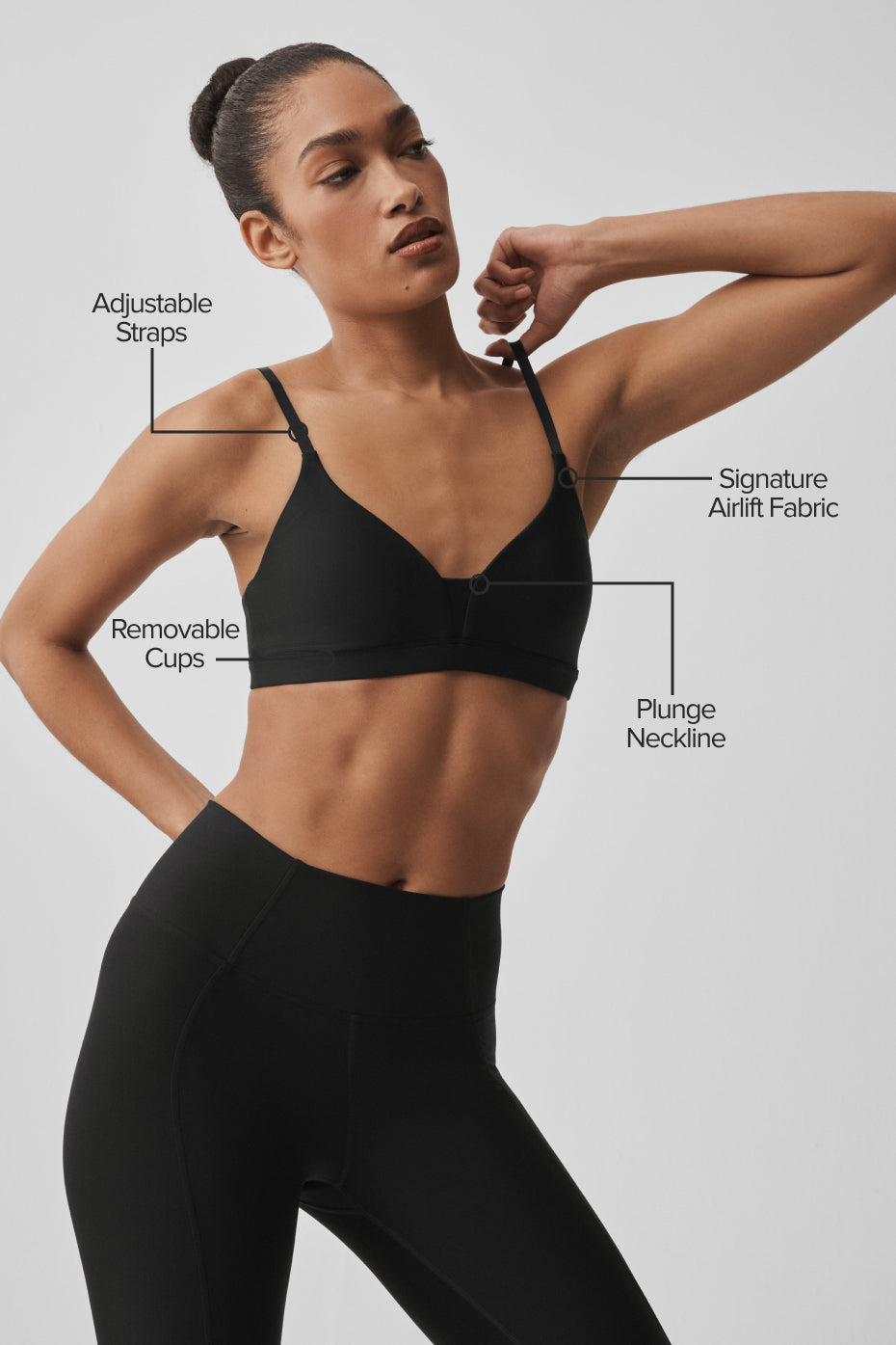 Alo Yoga Airlift Fine Line Bra  -  Black