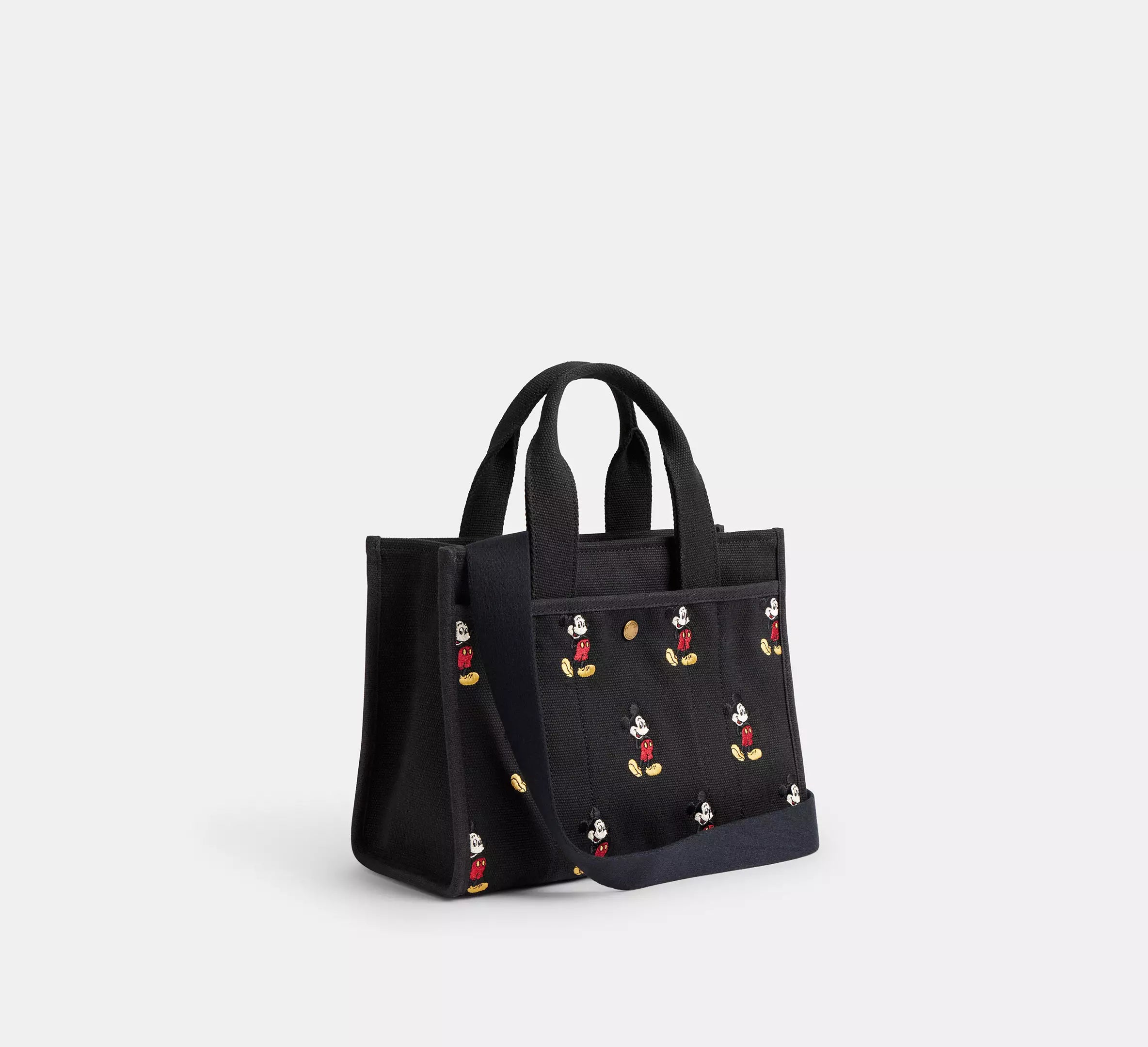 Coach Disney X Coach Cargo Tote Bag 26 With Mickey Mouse In Regenerative Cotton - Brass/Black Multi