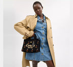 Coach Disney X Coach Cargo Tote Bag 26 With Mickey Mouse In Regenerative Cotton - Brass/Black Multi