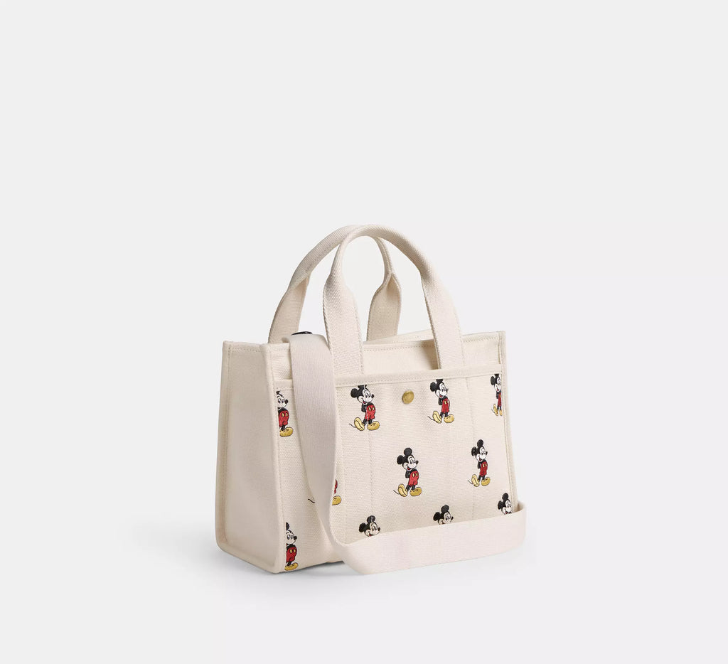 Coach Disney X Coach Cargo Tote Bag 26 With Mickey Mouse In Regenerative Cotton - Brass/Ivory Multi