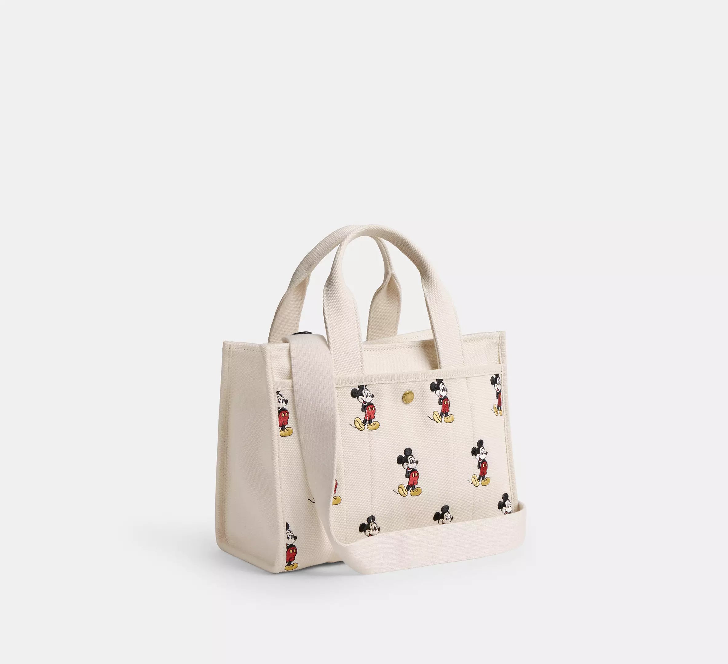 Coach Disney X Coach Cargo Tote Bag 26 With Mickey Mouse In Regenerative Cotton - Brass/Ivory Multi