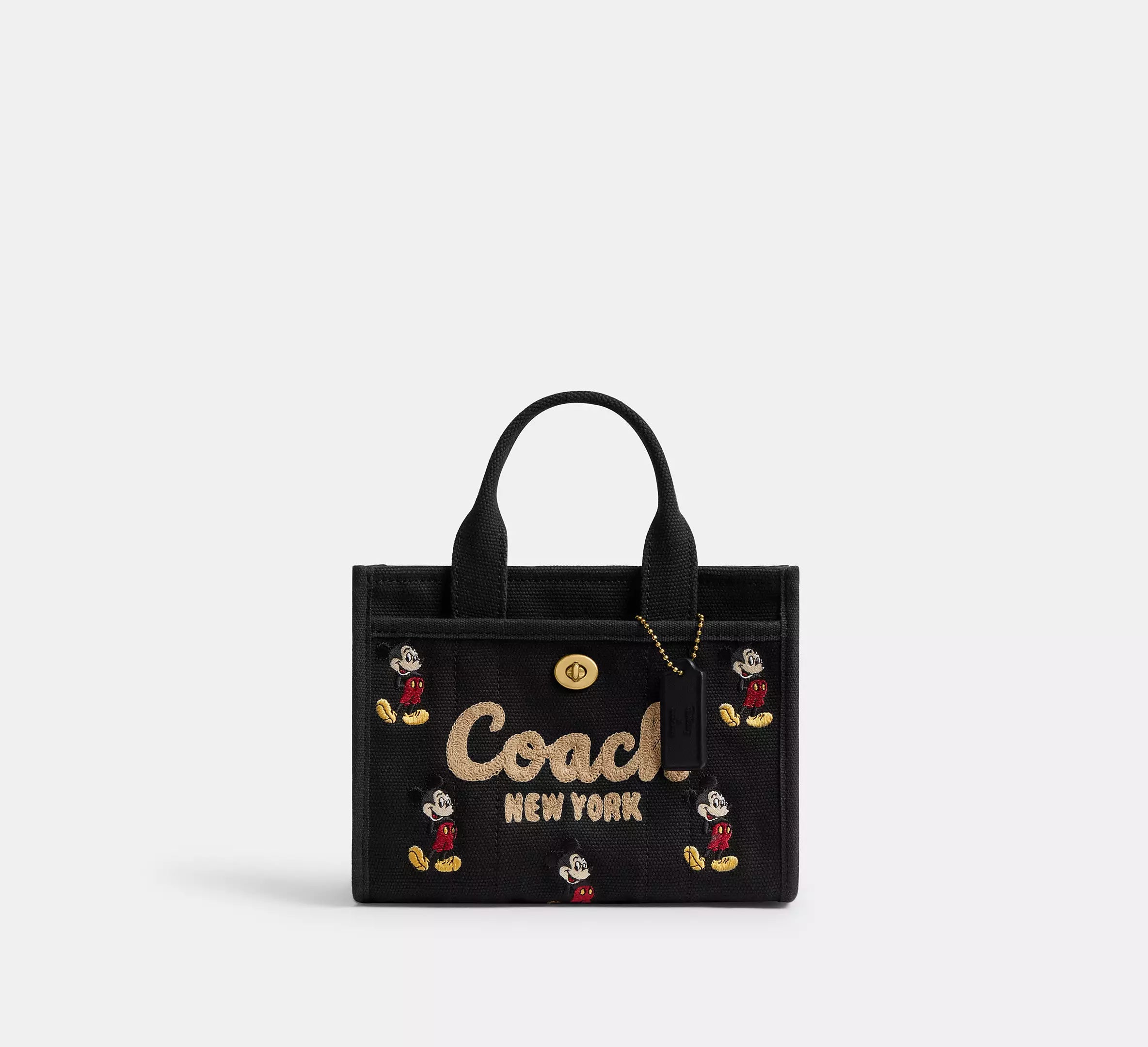 Coach Disney X Coach Cargo Tote Bag 20 With Mickey Mouse In Regenerative Cotton  -  Brass/Black Multi