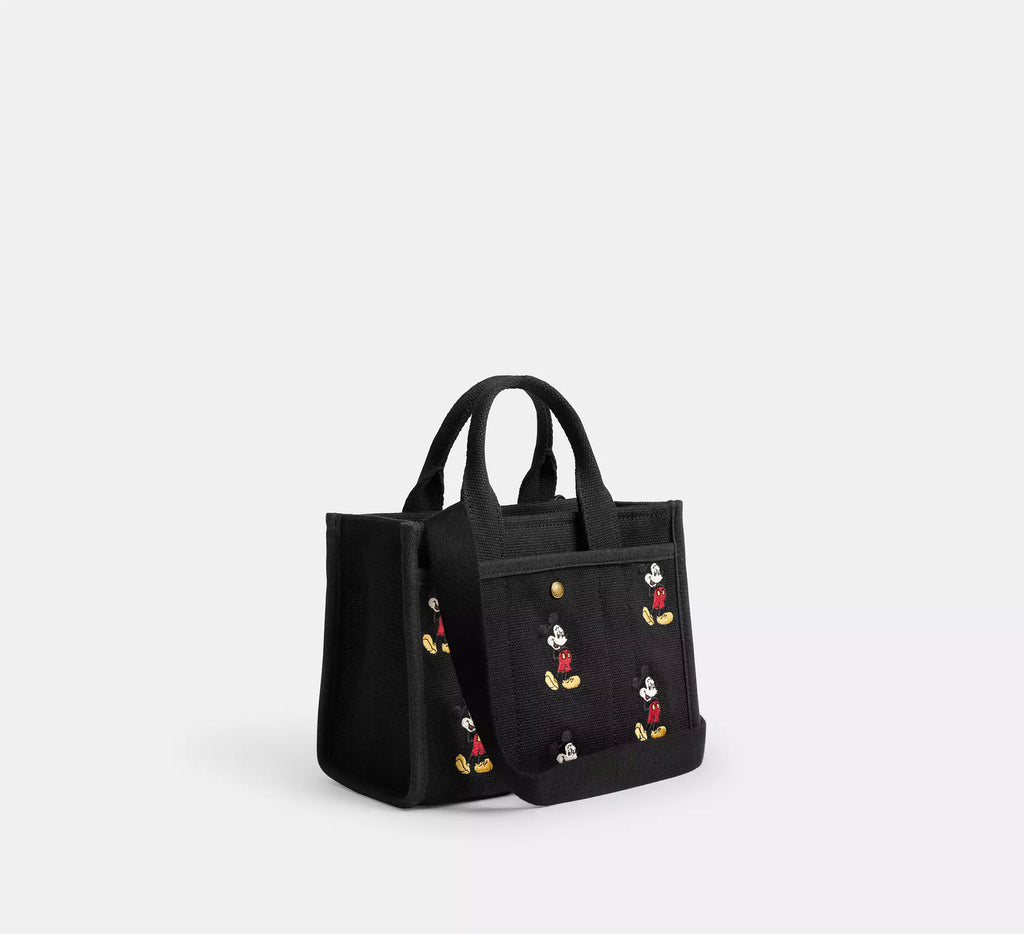 Coach Disney X Coach Cargo Tote Bag 20 With Mickey Mouse In Regenerative Cotton  -  Brass/Black Multi