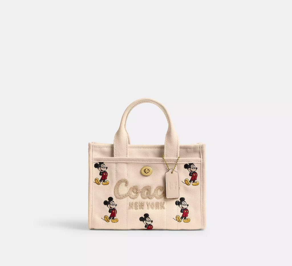 Coach Disney X Coach Cargo Tote Bag 20 With Mickey Mouse In Regenerative Cotton  - Brass/Ivory Multi