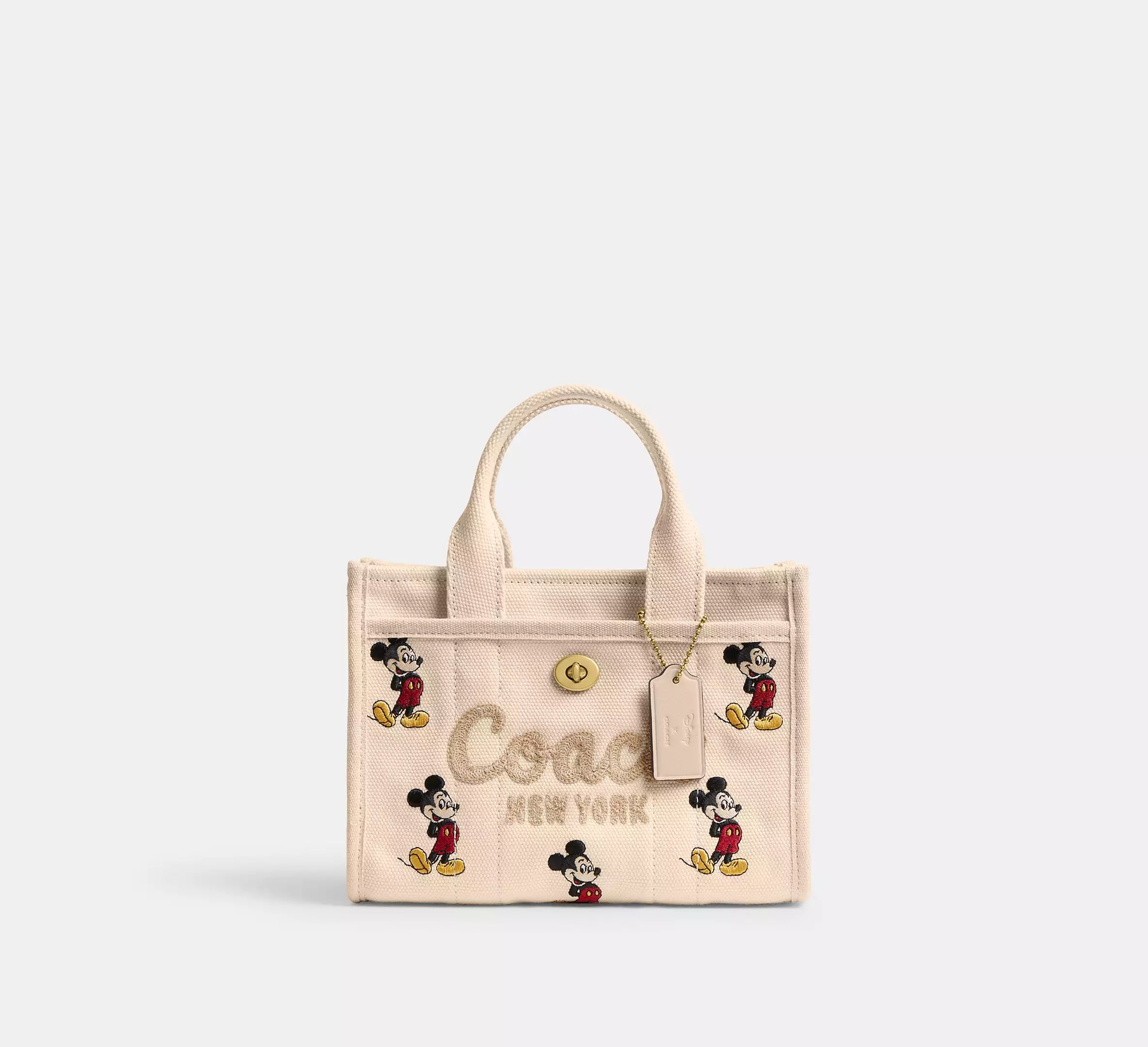 Coach Disney X Coach Cargo Tote Bag 20 With Mickey Mouse In Regenerative Cotton  - Brass/Ivory Multi