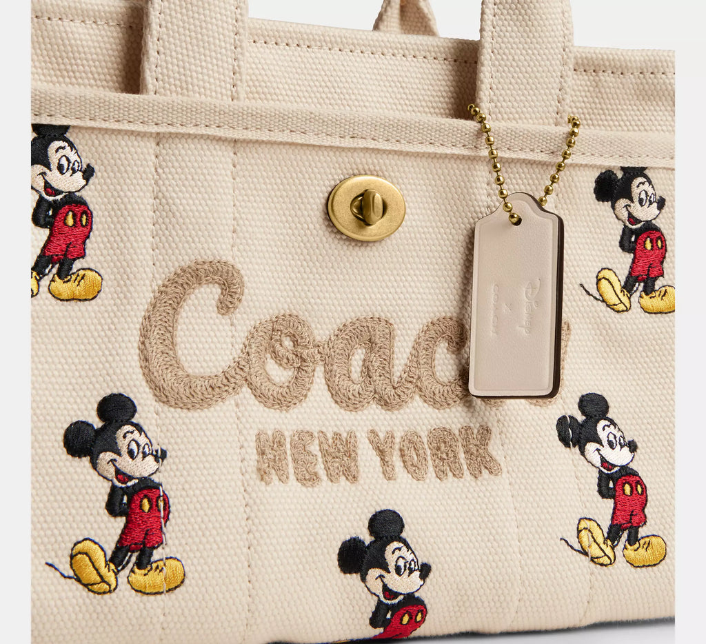 Coach Disney X Coach Cargo Tote Bag 20 With Mickey Mouse In Regenerative Cotton  - Brass/Ivory Multi