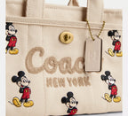 Coach Disney X Coach Cargo Tote Bag 20 With Mickey Mouse In Regenerative Cotton  - Brass/Ivory Multi