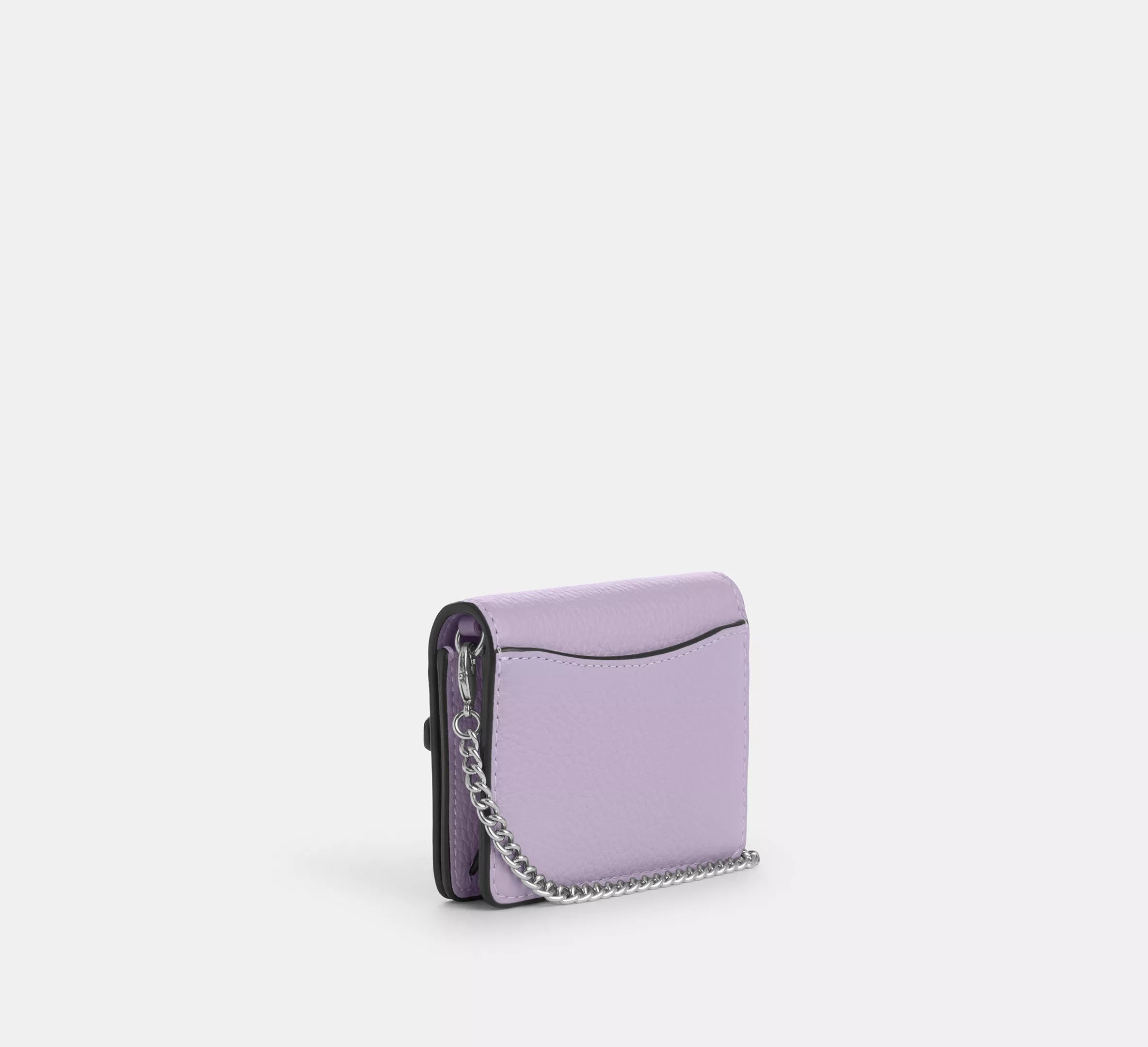 Coach Mini Wallet On A Chain With Floral Applique - Silver/Lilac