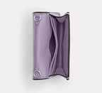 Coach Mini Wallet On A Chain With Floral Applique - Silver/Lilac