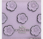 Coach Mini Wallet On A Chain With Floral Applique - Silver/Lilac