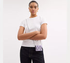 Coach Mini Wallet On A Chain With Floral Applique - Silver/Lilac