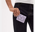 Coach Mini Wallet On A Chain With Floral Applique - Silver/Lilac