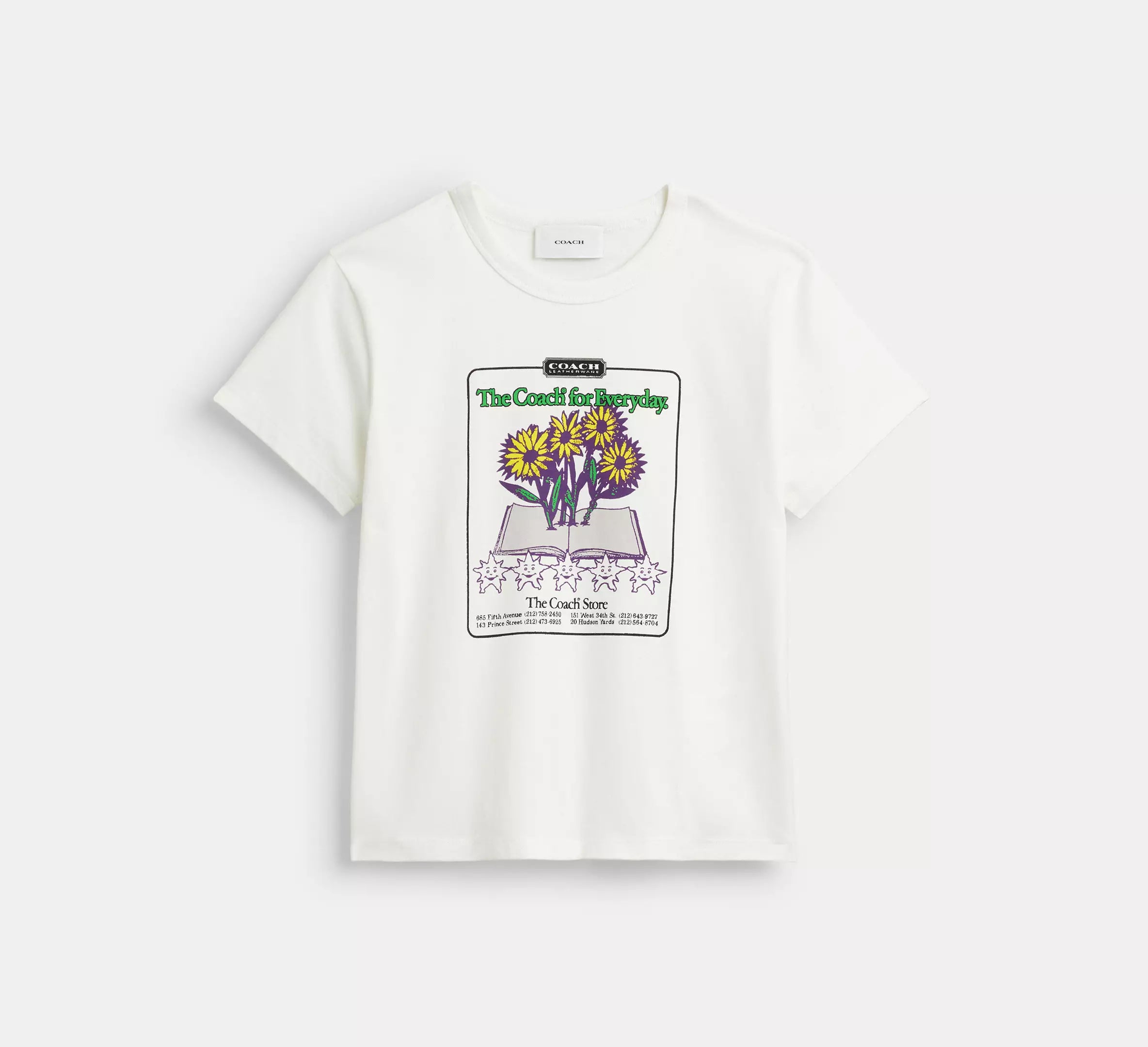 Coach Floral Collage T-Shirt In Organic Cotton  -  White