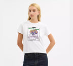 Coach Floral Collage T-Shirt In Organic Cotton  -  White