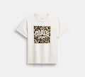 Coach Leopard Signature Square Classic T-Shirt In Organic Cotton  -  White