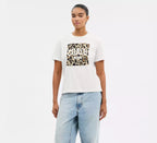 Coach Leopard Signature Square Classic T-Shirt In Organic Cotton  -  White