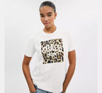 Coach Leopard Signature Square Classic T-Shirt In Organic Cotton  -  White